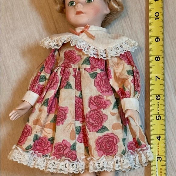Vintage Soft Expressions Porcelain Doll 12” Rose Dress Fine Bisque Display Decor - Picture 3 of 16